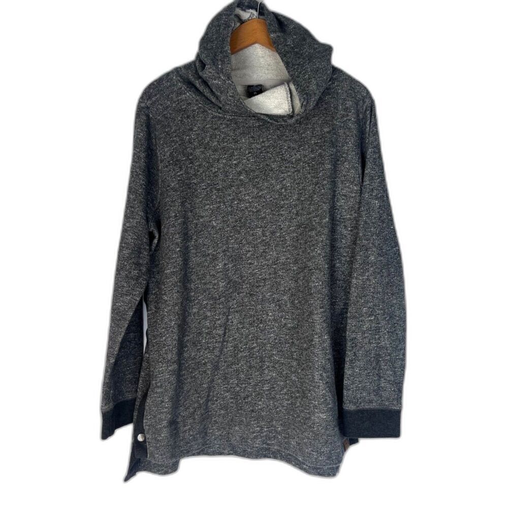 Life Integrity Earth Hooded Gray Snap Side‎ Pullover Sweater Size XL